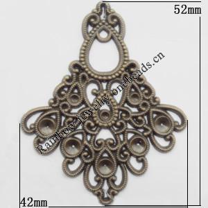 Connector, Lead-free Zinc Alloy Jewelry Findings, 42x52mm Sold by Bag