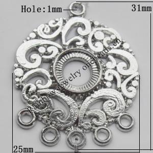 Connector, Lead-free Zinc Alloy Jewelry Findings, 25x31mm Hole=1mm, Sold by Bag