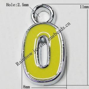 Zinc Alloy Enamel Pendant, 11x8mm Hole:2.5mm, Sold by Group