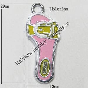 Zinc Alloy Enamel Pendant, Slipper 29x12mm Hole:3mm, Sold by Group