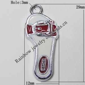 Zinc Alloy Enamel Pendant, Slipper 29x12mm Hole:3mm, Sold by Group