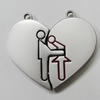 Zinc Alloy Pendant, Heart 38x33mm Hole:3mm, Sold by Group