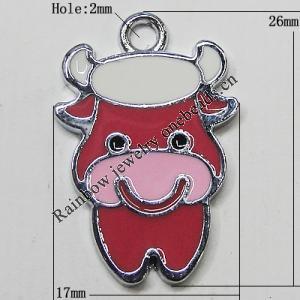 Zinc Alloy Enamel Pendant, Aniaml 26x17mm Hole:2mm, Sold by Group