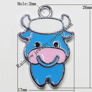 Zinc Alloy Enamel Pendant, Aniaml 26x17mm Hole:2mm, Sold by Group