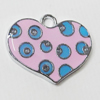 Zinc Alloy Enamel Pendant, Heart 18x22mm Hole:2mm, Sold by Group