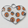 Zinc Alloy Enamel Pendant, Heart 18x22mm Hole:2mm, Sold by Group