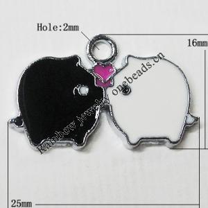 Zinc Alloy Enamel Pendant, Pig 25x16mm Hole:2mm, Sold by Group