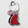 Zinc Alloy Enamel Pendant, Cat 23x11mm Hole:2.5mm, Sold by Group