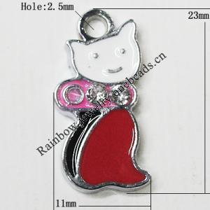 Zinc Alloy Enamel Pendant, Cat 23x11mm Hole:2.5mm, Sold by Group