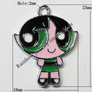 Zinc Alloy Enamel Pendant, Children 23x18mm Hole:2mm, Sold by Group