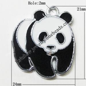 Zinc Alloy Enamel Pendant, Panda 24x21mm Hole:2mm, Sold by Group