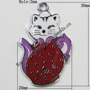 Zinc Alloy Enamel Pendant, Cat 30x20mm Hole:2mm, Sold by Group