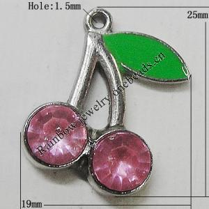 Zinc Alloy Enamel Pendant, 25x19mm Hole:1.5mm, Sold by Group