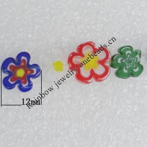 Millefiori Glass Beads Mix color, Flower 12mm Sold per 16-Inch Strand