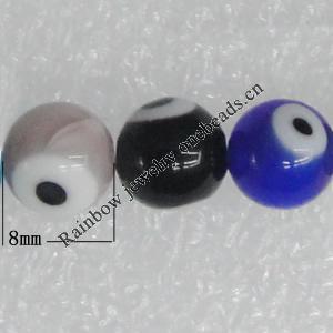  Millefiori Glass Beads Mix color, Round 6mm  Sold per 16-Inch Strand