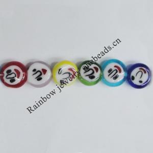  Millefiori Glass Beads Mix color, Flat Round 8mm  Sold per 16-Inch Strand