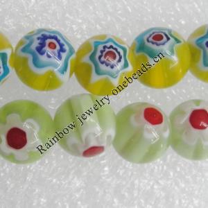  Millefiori Glass Beads, Fluted Round 4mm Sold per 16-Inch Strand