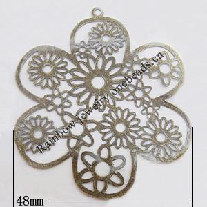 Iron Jewelry finding Connectors/links Pb-free, Flower 48mm Hole:2mm, Sold by Bag