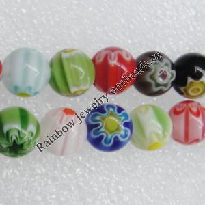 Millefiori Glass Beads Mix color, Round 12mm Sold per 16-Inch Strand