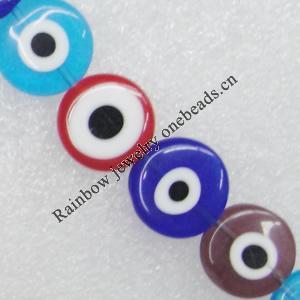  Millefiori Glass Beads Mix color, Flat Round 8mm Sold per 16-Inch Strand