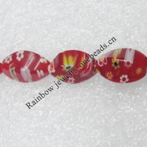  Millefiori Glass Beads, 12x8mm Sold per 16-Inch Strand