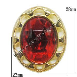 Jewelry findings, CCB plastic Pendant with Imitated Zircon, Oval 28x23mm, Sold by Bag