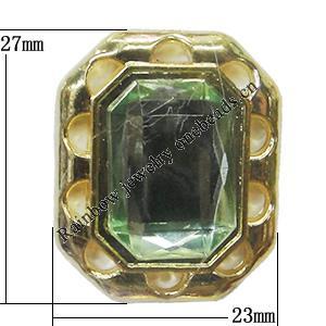 Jewelry findings, CCB plastic Pendant with Imitated Zircon, Polygon 27x23mm, Sold by Bag