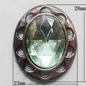 Jewelry findings, CCB plastic Pendant with Imitated Zircon, Oval 28x23mm, Sold by Bag