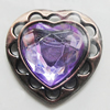 Jewelry findings, CCB plastic Pendant with Imitated Zircon, Heart 25x22mm, Sold by Bag