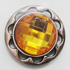 Jewelry findings, CCB plastic Pendant with Imitated Zircon, Round 24mm, Sold by Bag