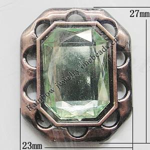 Jewelry findings, CCB plastic Pendant with Imitated Zircon, Polygon 27x23mm, Sold by Bag