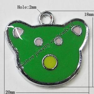 Zinc Alloy Enamel Pendant, 18x20mm Hole:2mm, Sold by Group