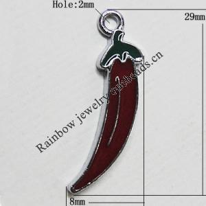 Zinc Alloy Enamel Pendant, 29x8mm Hole:2mm, Sold by Group