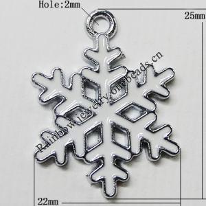 Zinc Alloy Enamel Pendant, Christmas Charm/Pendant Snowy 25x22mm Hole:2mm, Sold by Group