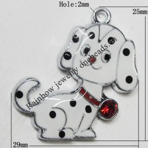 Zinc Alloy Enamel Pendant, Dog 29x25mm Hole:2mm, Sold by Group