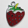 Zinc Alloy Enamel Pendant, Strawberry 24x19mm Hole:2mm, Sold by Group