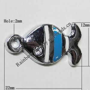 Zinc Alloy Enamel Pendant, Fish 22x12mm Hole:2mm, Sold by Group