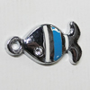 Zinc Alloy Enamel Pendant, Fish 22x12mm Hole:2mm, Sold by Group