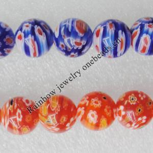  Millefiori Glass Beads, Round 4mm Sold per 16-Inch Strand