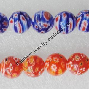  Millefiori Glass Beads, Round 6mm Sold per 16-Inch Strand