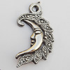 Pendant, Lead-free Zinc Alloy Jewelry Findings, Moon 28x16mm Hole:2mm, Sold by Bag