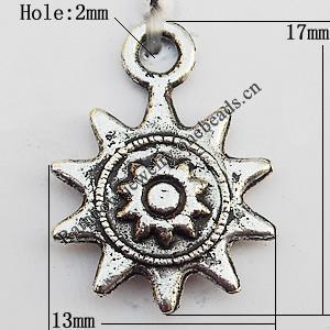 Pendant, Lead-free Zinc Alloy Jewelry Findings, 17x13mm Hole:2mm, Sold by Bag