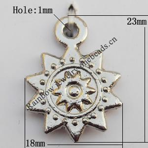 Pendant, Lead-free Zinc Alloy Jewelry Findings, 23x18mm Hole:1mm, Sold by Bag