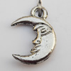 Pendant, Lead-free Zinc Alloy Jewelry Findings, Moon 16x12mm Hole:2mm, Sold by Bag