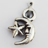 Pendant, Lead-free Zinc Alloy Jewelry Findings, Moon 11x8mm Hole:2mm, Sold by Bag