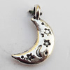 Pendant, Lead-free Zinc Alloy Jewelry Findings, Moon 19x11mm Hole:2.5mm, Sold by Bag
