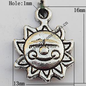 Pendant, Lead-free Zinc Alloy Jewelry Findings, 13x16mm Hole:1mm, Sold by Bag