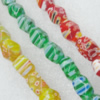  Millefiori Glass Beads, Polyhedron 14x9mm Sold per 16-Inch Strand