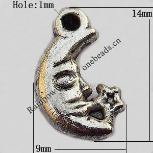 Pendant, Lead-free Zinc Alloy Jewelry Findings, 14x9mm Hole:1mm, Sold by Bag