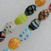  Millefiori Glass Beads Mix color, Twist Oval 20x10mm Sold per 16-Inch Strand